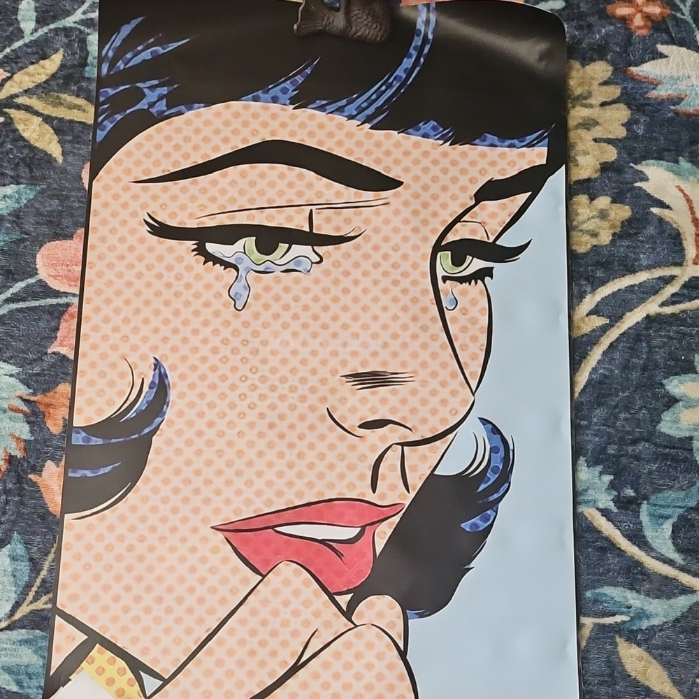 Pop Art Style Poster with Blue and Pink Accents